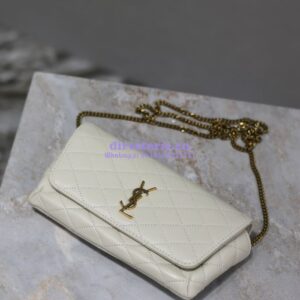 Replica YSL Saint Laurent Gaby Chain Phone Holder In Lambskin 7540511 Blanc 2
