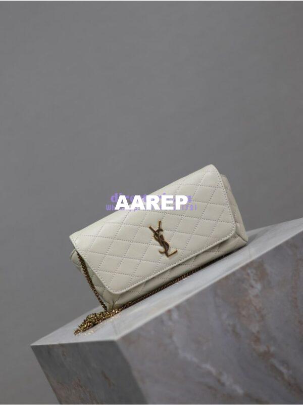 Replica YSL Saint Laurent Gaby Chain Phone Holder In Lambskin 7540511 Blanc 5