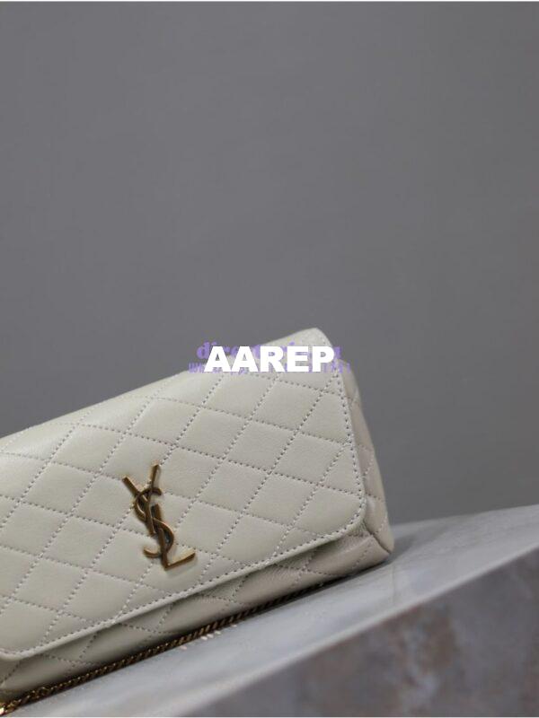 Replica YSL Saint Laurent Gaby Chain Phone Holder In Lambskin 7540511 Blanc 7