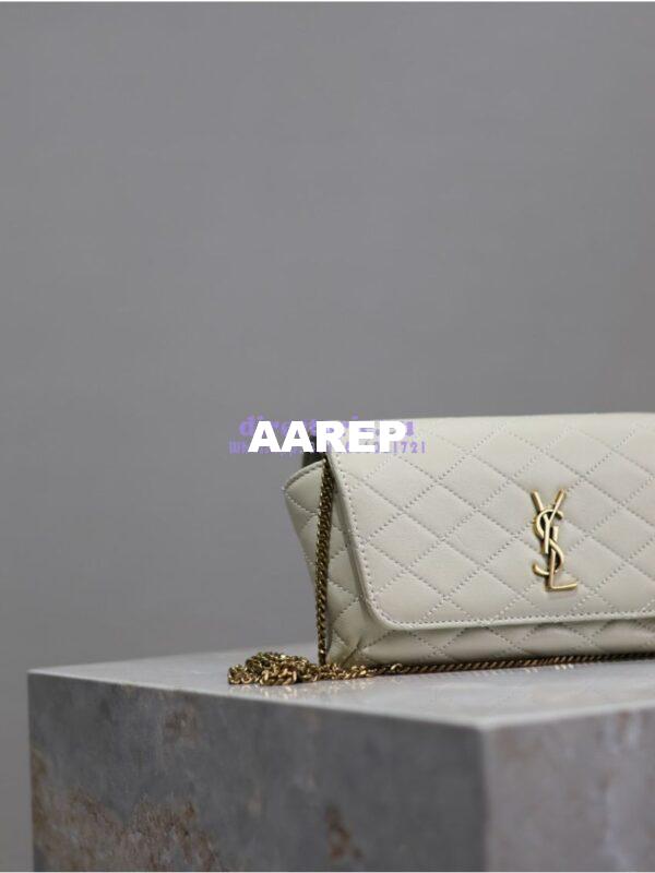 Replica YSL Saint Laurent Gaby Chain Phone Holder In Lambskin 7540511 Blanc 9