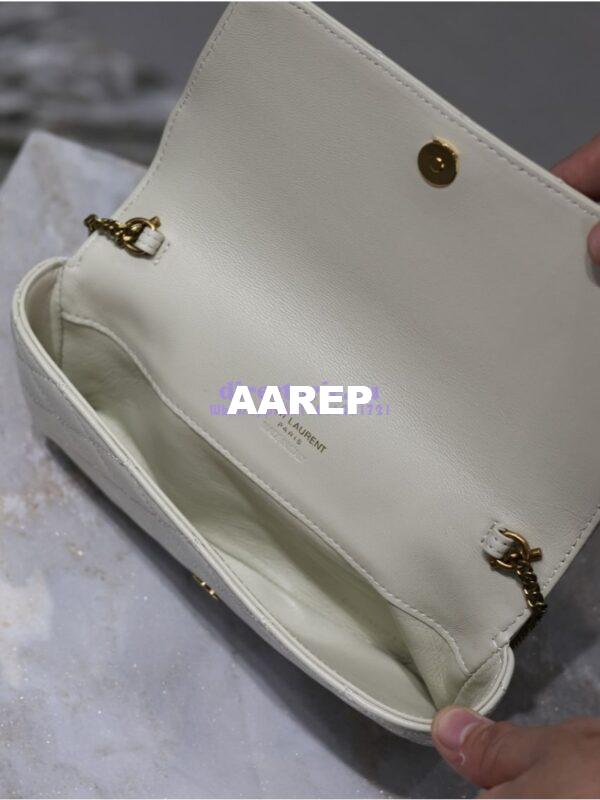 Replica YSL Saint Laurent Gaby Chain Phone Holder In Lambskin 7540511 Blanc 13