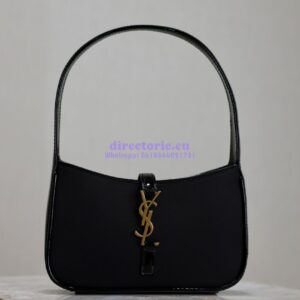Replica YSL Saint Laurent Mini Le 5 À 7 In Patent Leather with fabric 7103182 Black