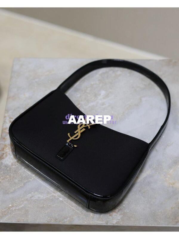 Replica YSL Saint Laurent Mini Le 5 À 7 In Patent Leather with fabric 7103182 Black 4