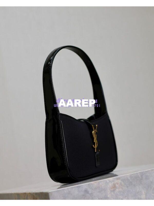 Replica YSL Saint Laurent Mini Le 5 À 7 In Patent Leather with fabric 7103182 Black 7