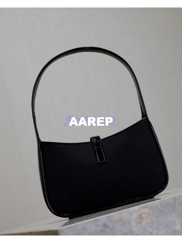Replica YSL Saint Laurent Mini Le 5 À 7 In Patent Leather with fabric 7103182 Black 10