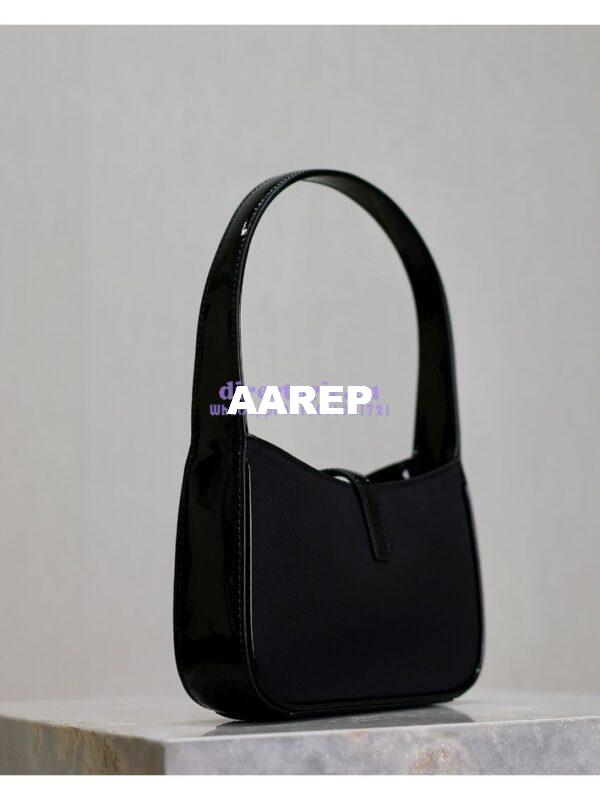 Replica YSL Saint Laurent Mini Le 5 À 7 In Patent Leather with fabric 7103182 Black 11