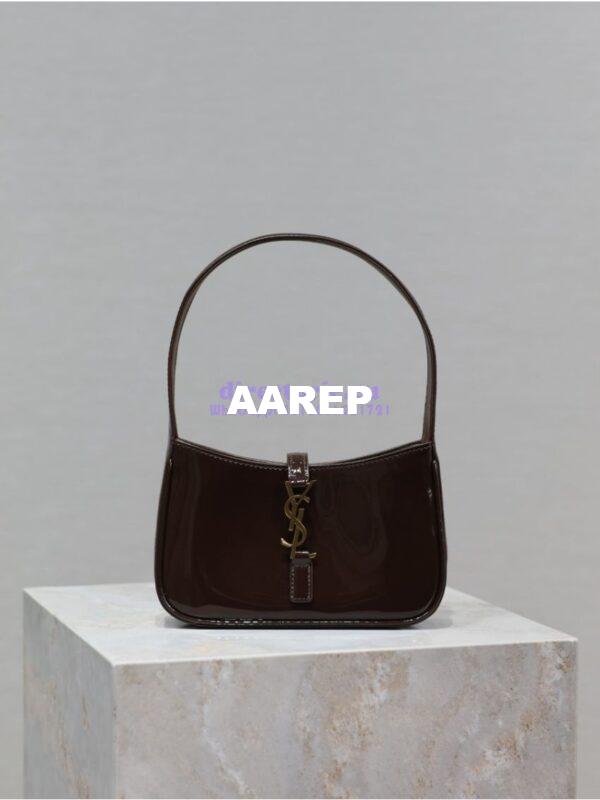 Replica YSL Saint Laurent Mini Le 5 À 7 In Patent Leather 7103182 Spicy Chocolate 3