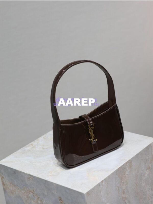 Replica YSL Saint Laurent Mini Le 5 À 7 In Patent Leather 7103182 Spicy Chocolate 4