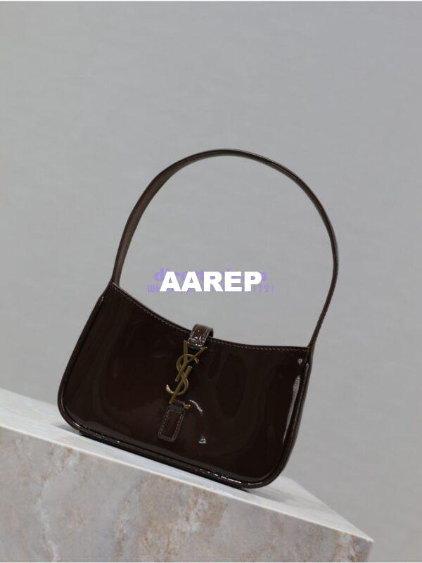 Replica YSL Saint Laurent Mini Le 5 À 7 In Patent Leather 7103182 Spicy Chocolate 5
