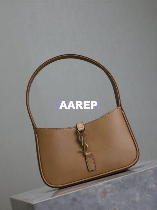 Replica YSL Saint Laurent Mini Le 5 À 7 In Smooth Leather 7103182 Dark Beige 7
