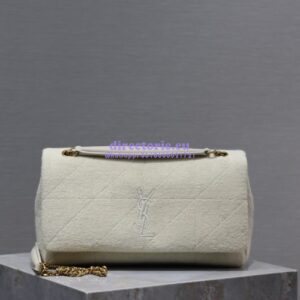 Replica YSL Saint Laurent Jamie Medium Chain Bag "Carré Rive Gauche" In Terrycloth 515821 White