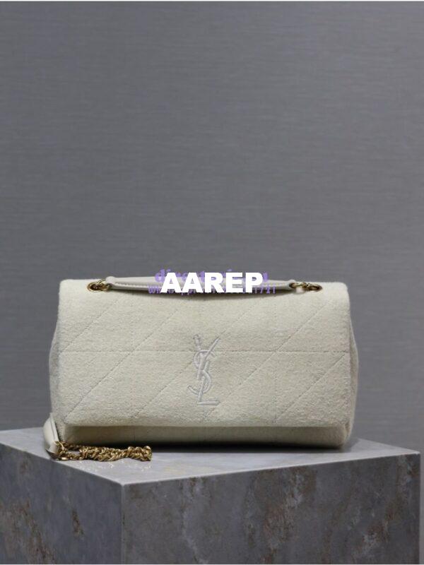 Replica YSL Saint Laurent Jamie Medium Chain Bag "Carré Rive Gauche" In Terrycloth 515821 White 3