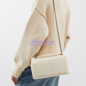 Replica YSL Saint Laurent Jamie Medium Chain Bag "Carré Rive Gauche" In Terrycloth 515821 White 2