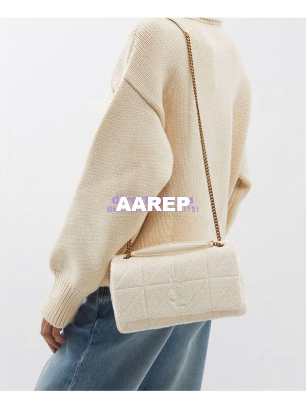 Replica YSL Saint Laurent Jamie Medium Chain Bag "Carré Rive Gauche" In Terrycloth 515821 White 4