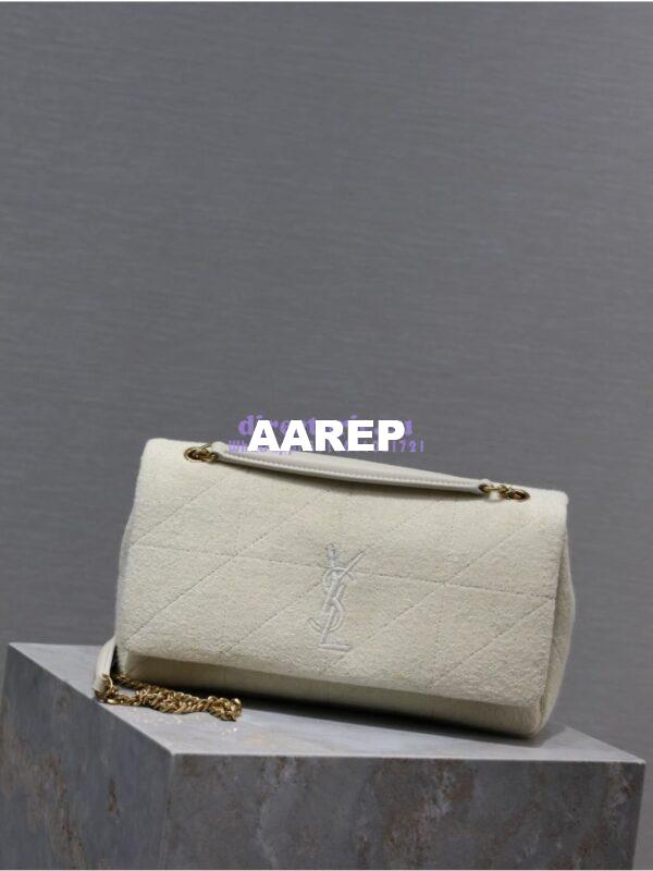 Replica YSL Saint Laurent Jamie Medium Chain Bag "Carré Rive Gauche" In Terrycloth 515821 White 5