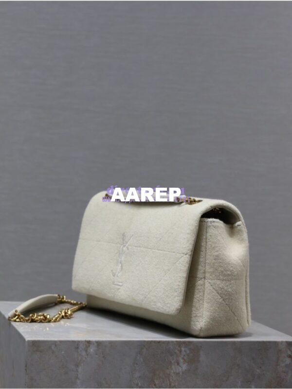 Replica YSL Saint Laurent Jamie Medium Chain Bag "Carré Rive Gauche" In Terrycloth 515821 White 6
