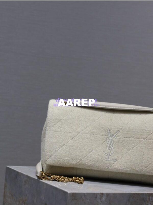 Replica YSL Saint Laurent Jamie Medium Chain Bag "Carré Rive Gauche" In Terrycloth 515821 White 11