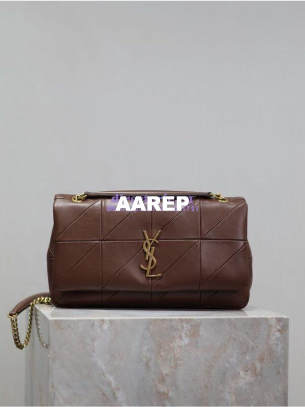 Replica YSL Saint Laurent Jamie Medium Chain Bag "Carré Rive Gauche" In Lambskin 515821 Coffee