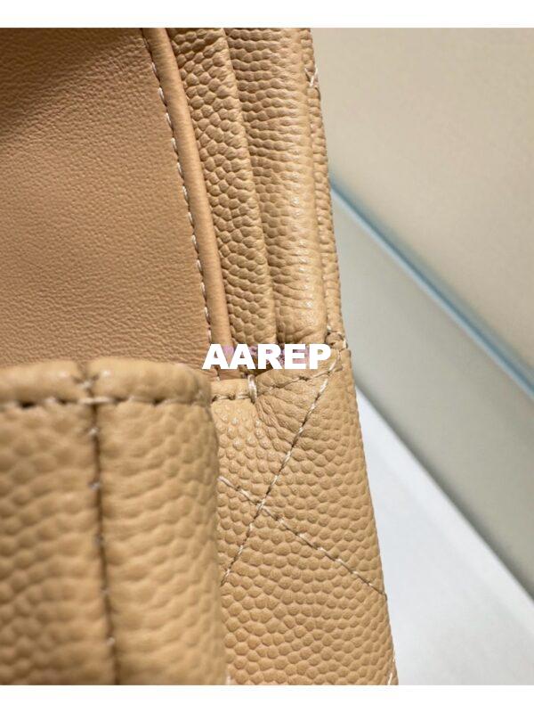 Replica Chanel CF 1112 Classic Flap Bag Qulited Grainy Caviar with Light Gold Hardware in Light Beige 13
