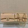Replica Chanel Small Classic Double Flap Bag in Light Gold Hardware 23cm Quilted Grainy Caviar Coral Pink 2