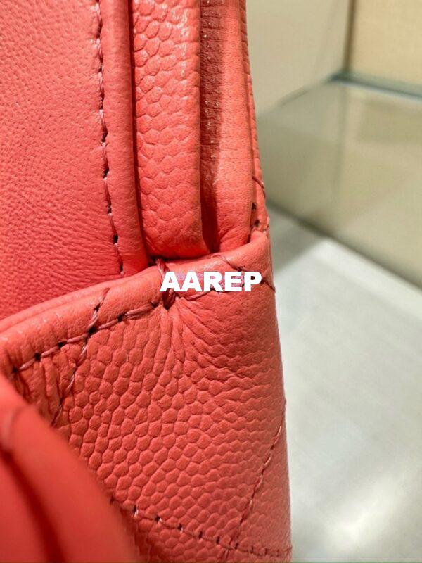 Replica Chanel Small Classic Double Flap Bag in Light Gold Hardware 23cm Quilted Grainy Caviar Coral Pink 11
