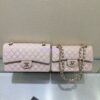 Replica Chanel CF 1112 Classic Flap Bag Qulited Grainy Caviar with Light Gold Hardware in Pale Pink 2