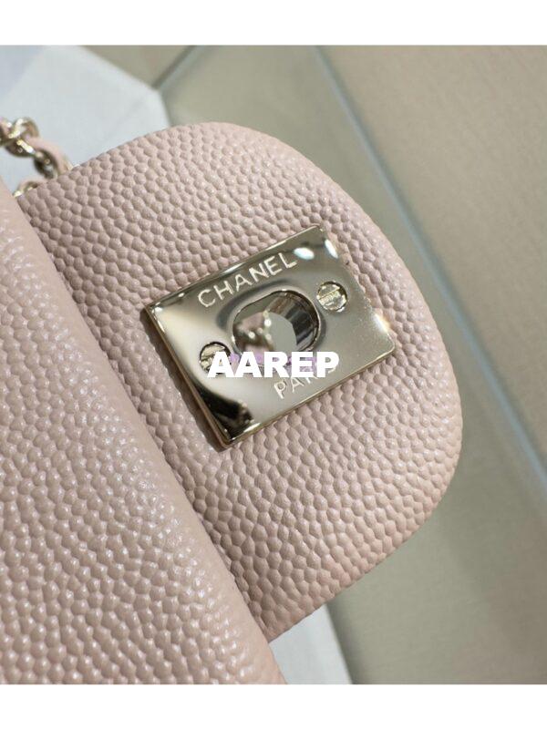 Replica Chanel Small Classic Double Flap Bag in Light Gold Hardware 23cm Quilted Grainy Caviar Pale Pink 8