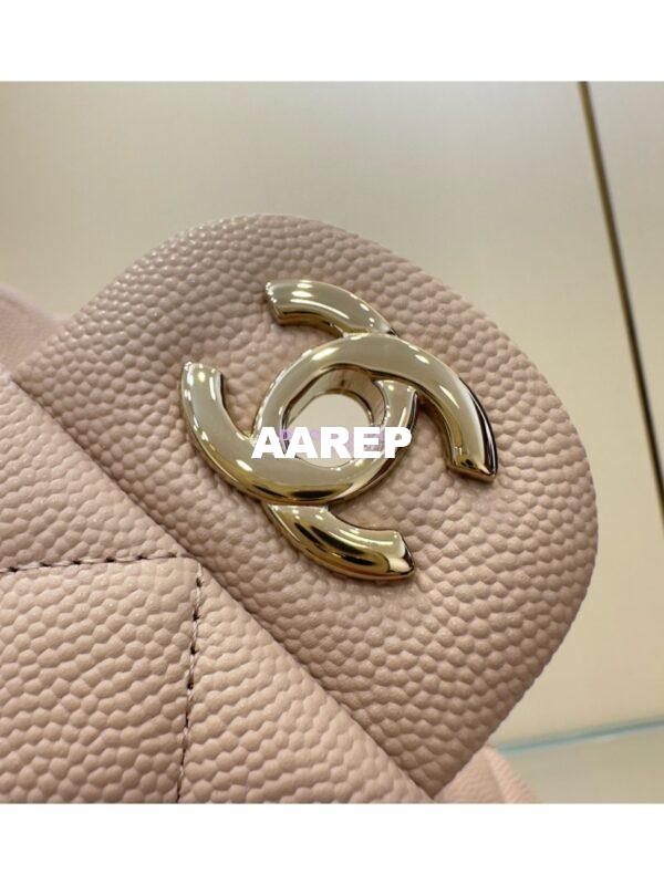 Replica Chanel Small Classic Double Flap Bag in Light Gold Hardware 23cm Quilted Grainy Caviar Pale Pink 9