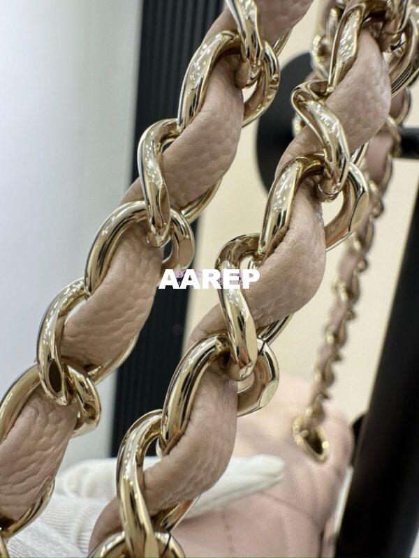 Replica Chanel Small Classic Double Flap Bag in Light Gold Hardware 23cm Quilted Grainy Caviar Pale Pink 10