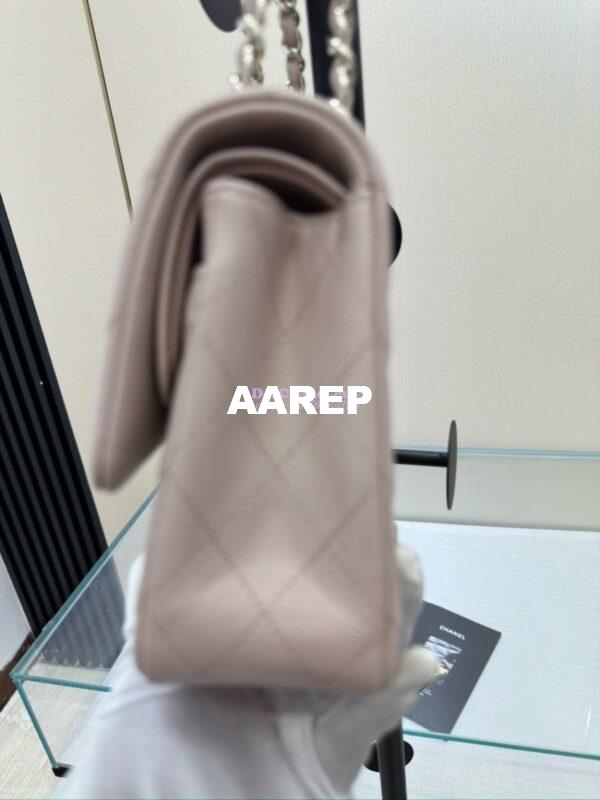 Replica Chanel CF 1112 Classic Flap Bag Qulited Grainy Caviar with Light Gold Hardware in Pale Pink 7