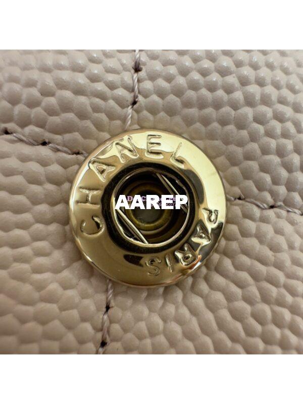Replica Chanel CF 1112 Classic Flap Bag Qulited Grainy Caviar with Light Gold Hardware in Pale Pink 12