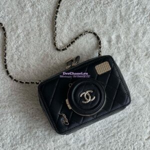 Replica Chanel Limited Edition Camera Bag Black Lambskin Light Gold Hardware AS4817
