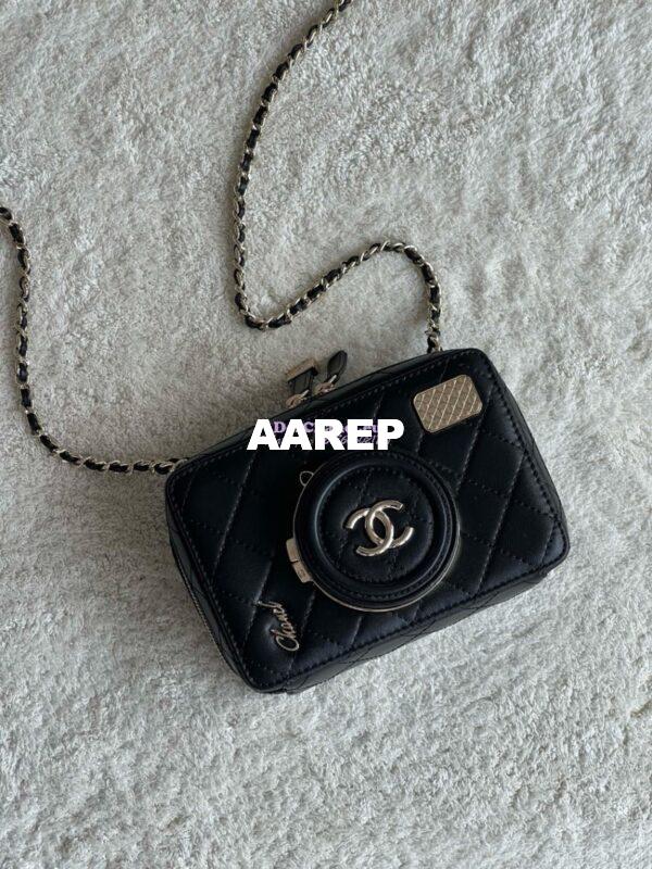 Replica Chanel Limited Edition Camera Bag Black Lambskin Light Gold Hardware AS4817 3
