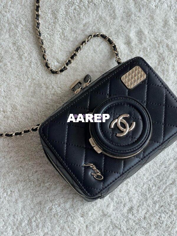 Replica Chanel Limited Edition Camera Bag Black Lambskin Light Gold Hardware AS4817 4