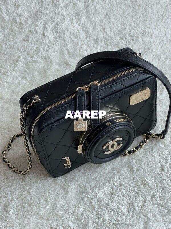 Replica Chanel Limited Edition Camera Bag Black Lambskin Light Gold Hardware AS4817 7