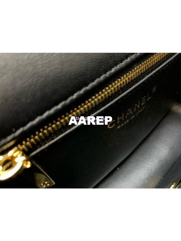 Replica Chanel Small Flap Bag With Top Handle Lambskin, Resin AS4848 Black 8