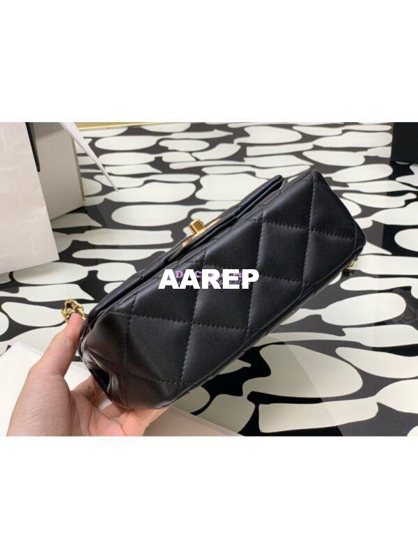 Replica Chanel Small Flap Bag With Top Handle Lambskin, Resin AS4848 Black 9