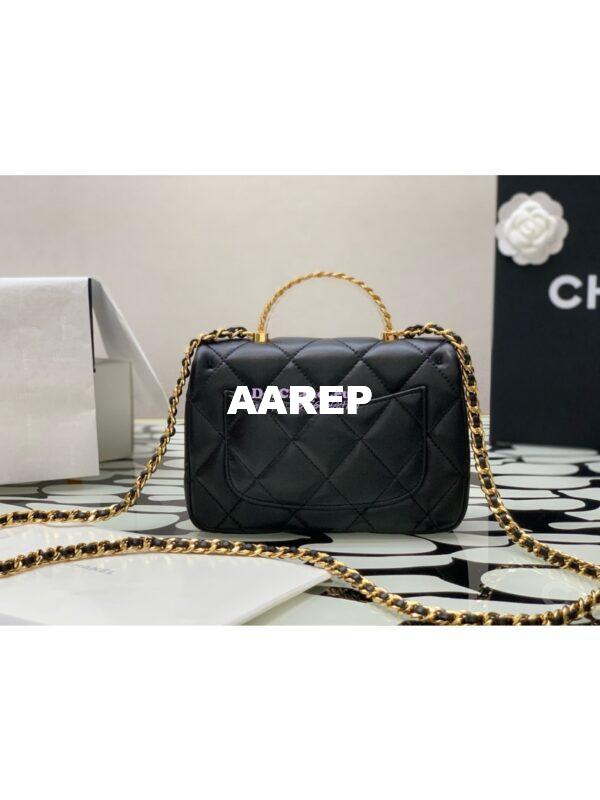 Replica Chanel Small Flap Bag With Top Handle Lambskin, Resin AS4848 Black 10