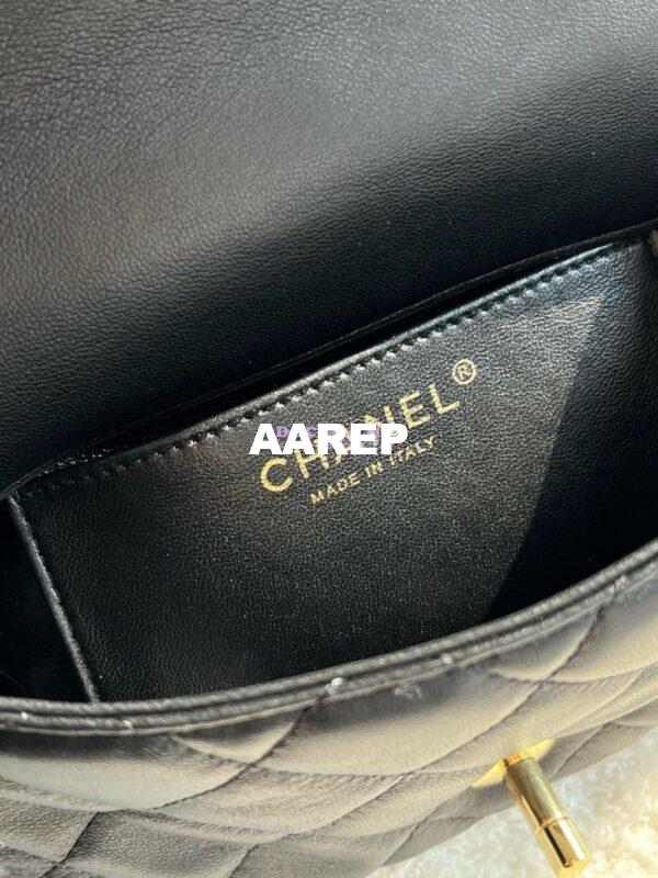 Replica Chanel Mini Flap Bag With Top Handle Lambskin, Resin AS4847 Black 9
