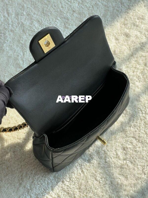 Replica Chanel Mini Flap Bag With Top Handle Lambskin, Resin AS4847 Black 10