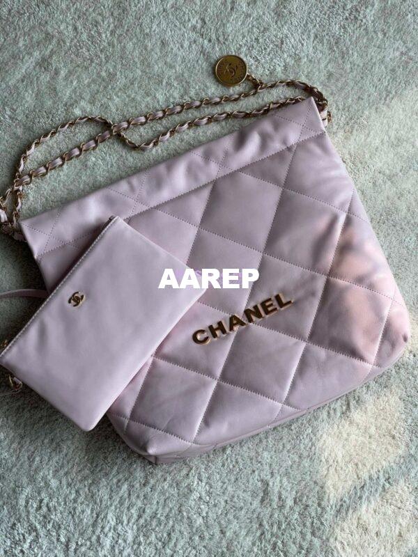 Replica Chanel 22 Handbag Shiny Calfskin & Gold Metal AS3260 AS3261 New Light Pink 3