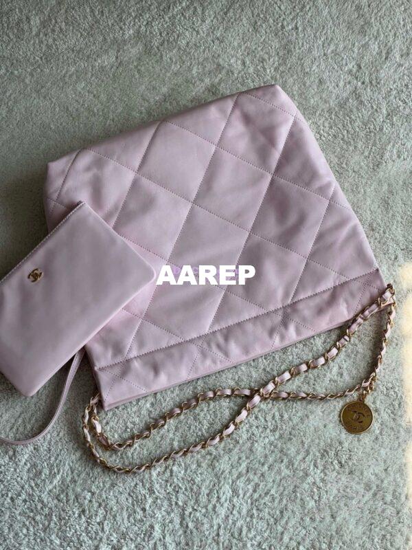 Replica Chanel 22 Handbag Shiny Calfskin & Gold Metal AS3260 AS3261 New Light Pink 4