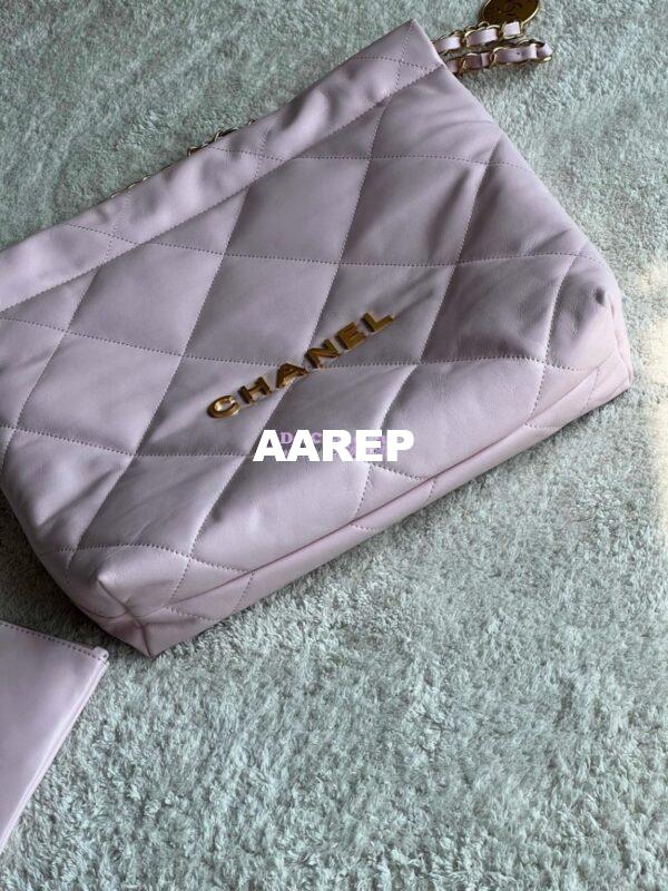 Replica Chanel 22 Handbag Shiny Calfskin & Gold Metal AS3260 AS3261 New Light Pink 5