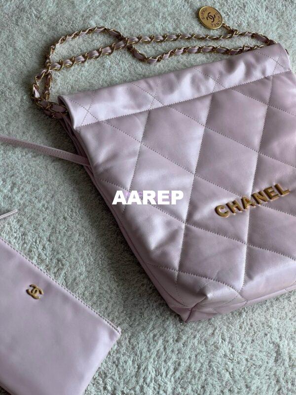 Replica Chanel 22 Handbag Shiny Calfskin & Gold Metal AS3260 AS3261 New Light Pink 6