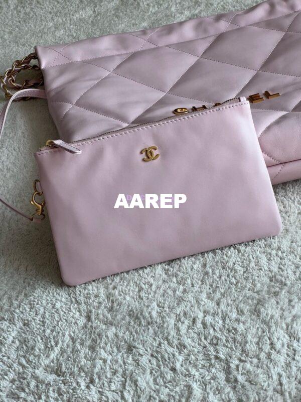 Replica Chanel 22 Handbag Shiny Calfskin & Gold Metal AS3260 AS3261 New Light Pink 7