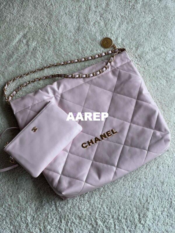 Replica Chanel 22 Handbag Shiny Calfskin & Gold Metal AS3260 AS3261 New Light Pink 12