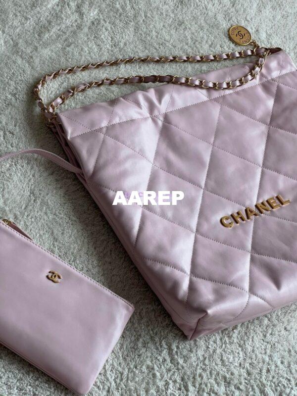 Replica Chanel 22 Handbag Shiny Calfskin & Gold Metal AS3260 AS3261 New Light Pink 13