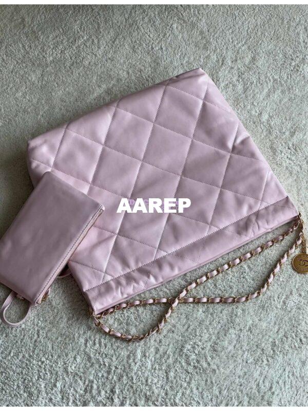 Replica Chanel 22 Handbag Shiny Calfskin & Gold Metal AS3260 AS3261 New Light Pink 15