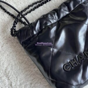 Replica Chanel Mini 22 Handbag Shiny Calfskin & Black Metal AS3980 Black 2