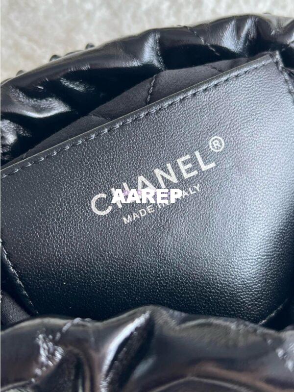 Replica Chanel Mini 22 Handbag Shiny Calfskin & Black Metal AS3980 Black 8